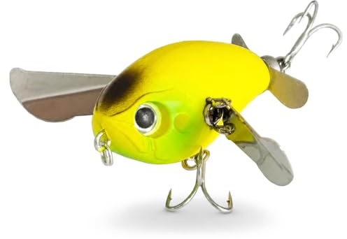 Flytande Cikadabete 45 mm 7 g, Ytbete med Metallvingar for Abborre | Inbyggd Rasselkula Ökar Ljudattraktionen, med Hullingförsedda Trekrokar for Säkert Grepp vid Sötvattensfiske