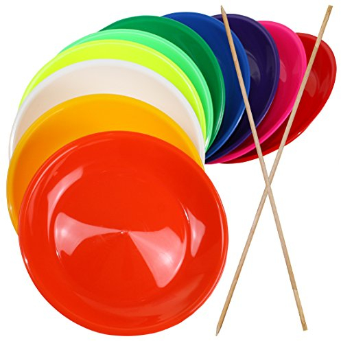SCHWABMARKEN 5 Jonglierteller Bunt mit Holzstab - Jonglierteller mit Holz- oder Kunststoffstab in vielen verschiedenen Mengen und Farben