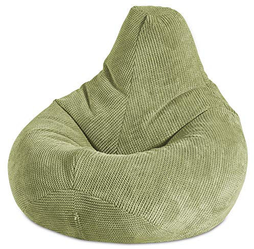 Gilda ® Highback Gamer Beanbag Chair with Amazing Back Support. Soft & Snugly OCEAN CORDUROY bean bag Lounger. Suitable for adult & kids. Ideal gaming chair for bedroom/lounge FILLING INCLUDED LIME