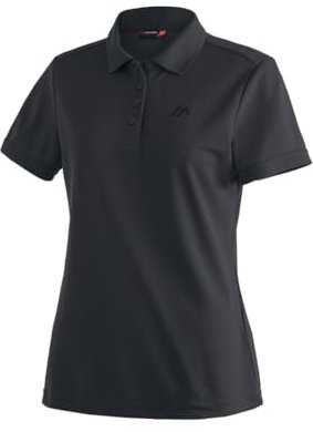 Maier Sports Ulrike, Damen Poloshirt, Leichtes Piqué-Funktionspoloshirt für Wandern und Freizeit, dryprotec Technologie, Atmungsaktiv, NFC-Chip für einfaches Recycling, Schwarz, 44