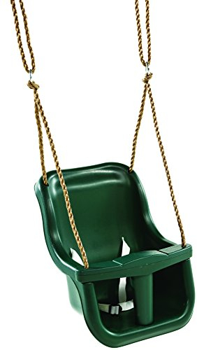 Little Duck Bear High Back Baby Swing Seat With 3-Attachment Point T-Bar For Children's Swing Frames, Child Swing Seat With Safety Feature And Safety Belt - Dark Green.