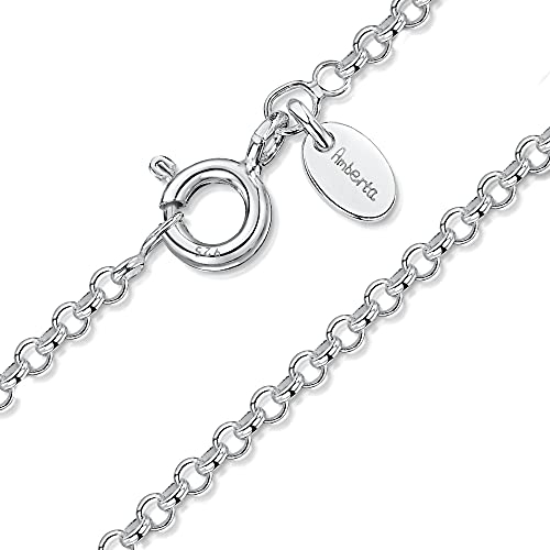 Amberta® Joyería - Collar - Fina Plata De Ley 925 - Cadena de Rolo - 1 mm - 40 45 50 55 60 70 cm (50cm)