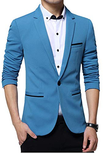 Gopune Men's Slim Fit Casual One Button Suits Coat Solid Blazer Business Jacket