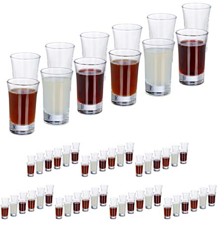 Relaxdays Verres à Liqueur, Lot de 96, 2 cl, Pour Digestif, Expresso, Schnaps, Shooters - Transparent