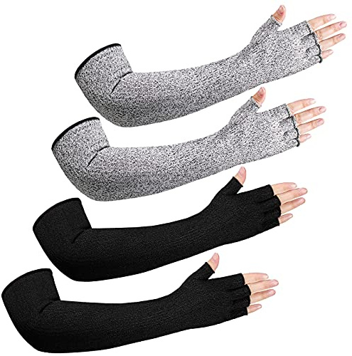 Sintege 2 Pairs Anti Cut Protective Sleeves Arm Sleeves Safety Cut Resistant Gloves