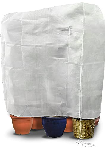 VOUNOT® Cappuccio Protezione Piante con Coulisse e Cerniera, Copertura Antigelo Piante Sacco Protettivo Tessuto Non Tessuto 150g/m², 250x360cm, Bianco