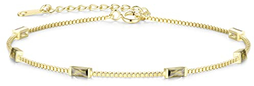 LOUISA SECRET Gold Armband Damen 925 Sterling Silber 14k Vergoldet Zirkonia Armbänder Damen Verstellbar Armkette Valentinstag Muttertag Geburtstags Weihnachten Geschenk für Sie Frauen Freundin mama