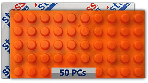 Orange Rubber Feet, 8mm * 3mm (50 pcs) Self Adhesive Bumpers for Visually Impaired, Oven Knobs, Telephone Buttons, Microwave Dials, TV Remote Control, Door Key Locks, Plug Sockets and Switches