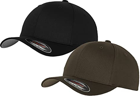 2er Flexfit Unisex Wooly Combed Cap Baseball Caps graue Unterseite S M L XL XXL Basecap Mütze, L/XL, 1x Schwarz + 1x Dark Grey + 1x HL-Kauf Notizblock