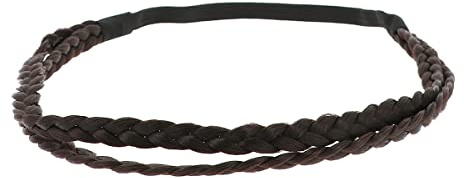 Fascia Capelli Intrecciata Castano medio - Fascia Donna Treccia Tinta unita - Fascia Sottile elastica Taglia unica - Headband per Acconciatura da Sposa - Look originale Bohemien, Hippie chic