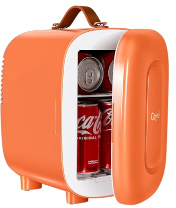 CAYNEL FEIDGE Mini Fridge Thermoelectric Portable 4L/6 Cans AC/DC Cooler and Warmer for Skin Care Food Drink Beauty Makeup Small for Bedroom Car Office