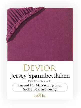 Devior Jersey Spannbettlaken 120x200cm - 130x200cm, 100% Baumwolle, Matratzenhöhe bis 22cm, Bordeaux – 135 g/m² Anti-Statisches, atmungsaktives Bettlaken mit Einlaufschutz, Matratzenbezug Rot