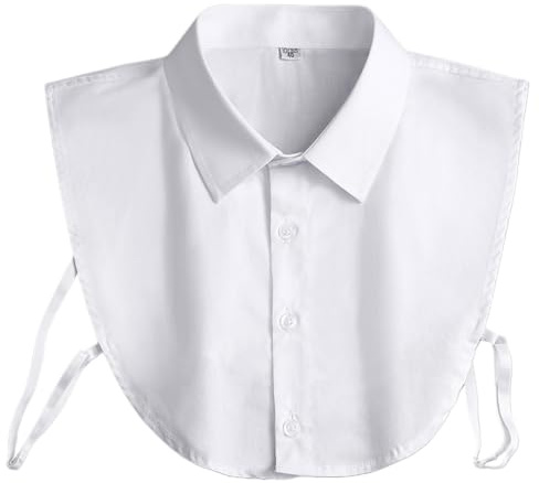 EIHI Camicia Donna, Colletto Staccabile, Falso Mezzo, Cravatta Unisex (Bianco)