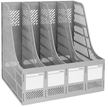 Elezeal Zeitschriftensammler, stabiler HIPS Kunststoff 4 Vertikaler Buch-Organizer mit hohlem Design, langlebiger A4-Desktop-Aktenregal, Dokumentenaufbewahrung, Zeitschriftenordnerhalter für Büro,
