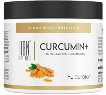 HBN Curcumin+ - 60 Kapseln mit CurQfen® | Kurkuma hochdosiert | 270-fache Bioverfügbarkeit
