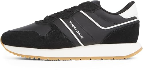 Tommy Jeans Donna Sneakers Running Eva Retro in Pelle Scamosciata, Nero (Black), 36
