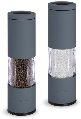 Salt and Pepper Grinder Set with Adjustable Coarseness | Manual Pepper Mill Grinder with Refillable Design | Ceramic Core | Kitchen Essential (2 Packs, Blue-Grey)