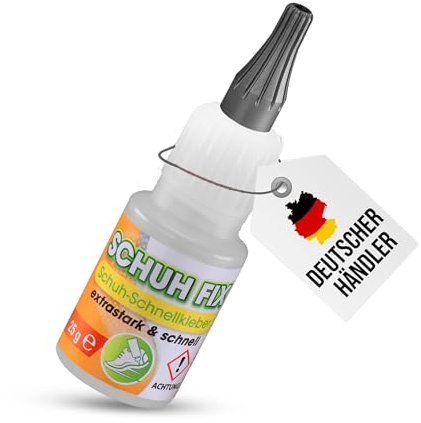Langlauf Schuhbedarf Schuhfix Pro Schuhkleber extra stark wasserfest 25g – Hochfester Sekundenkleber für Schuhe, Leder & Gummi – schnelle Reparatur - belastbar & flexibel - tropft nicht
