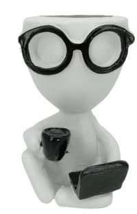 TSKIQQLQ Macetas para plantas, mini macetas de café para suculentas, macetas con forma humana, macetas decorativas de resina para suculentas de muñeca blanca, maceta de cactus para mujeres, decoración