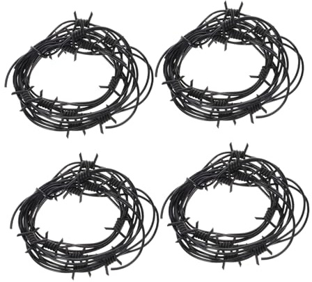 Kisangel 4 Pièces Décor de Faux Barbelés pour Halloween Accessoires de Fête Western Effet Hyperréaliste Fil pour Maisons Hantées et Événements Thématiques