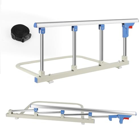 CISSIYOG Bed Rails for Elderly Adults, Folding Bed Guard, 96cm Bed Guard for Single/Double Bed With Assist Handle, Hospital Bed Fall Prevention for Elderly/Adults