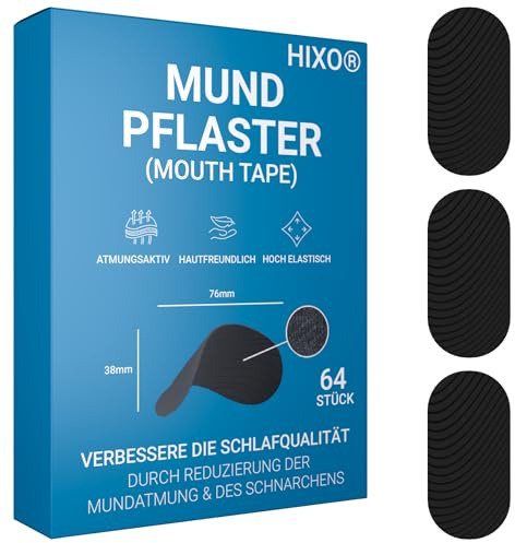 64 x Mouth Plasters Against Snoring - Extra Strong Hold & Also Suitable for Beard Wearers | Anti-Snoring Tape for Better Sleep & Nose Breathing | Skin-friendly, Premium Cotton, Black