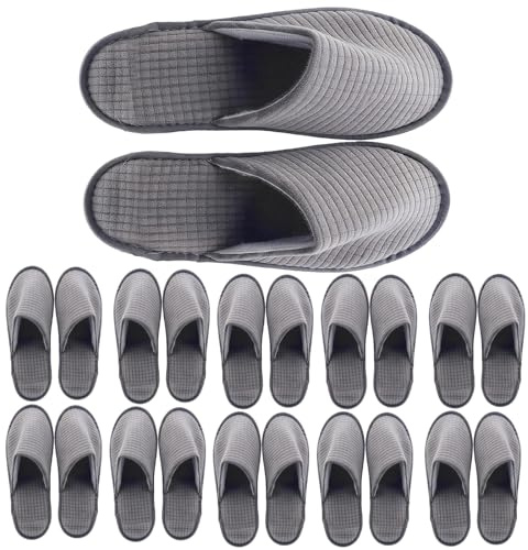 VEGOATY 10 paia di pantofole in tessuto non tessuto corallo: 29 × 11,5 cm, suola antiscivolo, pantofole spa, lavabili per casa, camera da letto, bagno, interni, hotel o uso commerciale
