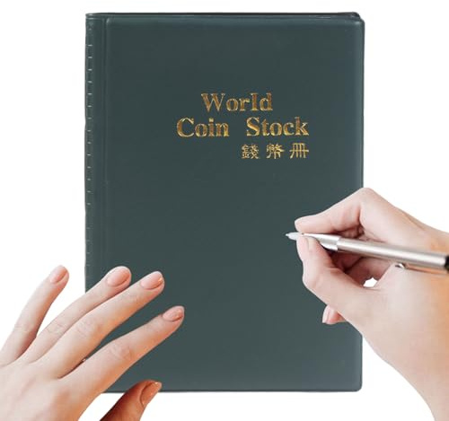 Derwrtup Álbum para colección de Monedas, 120 Bolsillos para Guardar Monedas, Organizador para Monedas, para enseñanza de Historia, Proyecto Escolar, exhibición de museos, preservación Cultural