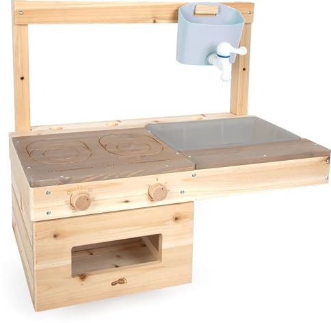 small foot hängande lerkök, kompakt lekkök i trä med spis, ugn, handfat, perfekt för trädgårdar, balkonger eller lekstugor, 12791
