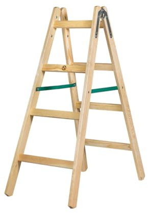 Systafex® Leiter Doppelstufenleiter Malerleiter Elektrikerleiter Stehleiter Holzleiter (4 Stufen) 1,25m