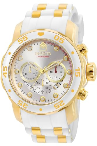 Invicta Men's Pro Diver Stainless Steel Quartz Watch with Silicone Strap, Gold, White, 26 (Model: 20291)