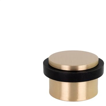 EVI Herrajes | Floor Mounting Door Stop | Ø28 x 20mm | Adhesive Installation | Made of Brass | Silicone Protection Rubber | I-103-MT
