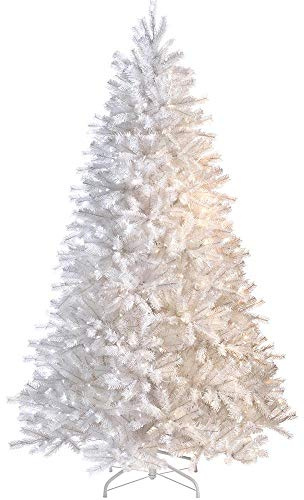 SHATCHI 6ft/1.8m Pre-Lit Artificial Christmas Tree Alaskan Pine 550 Tips-160 Warm White LEDs Metal Stand Xmas Home Decorations, 180cm
