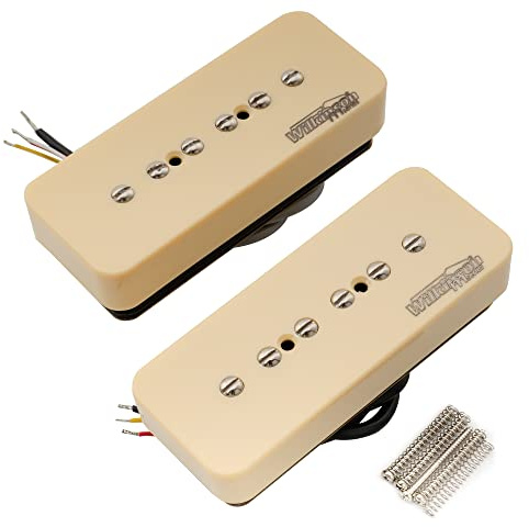 Wilkinson M Series Stacked P90 Soapbar Ceramic Single Coil Pickup Neck Bridge Pickups Set 10K/16K for SG LP Style Electric Guitar, Cream