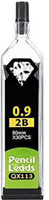 0.9mm 2B Bleistiftminen, Bruchfeste Bleistiftmine für Automatische und Mechanische Bleistifte 30 pro Tube, 1 Röhren (30 Stück)