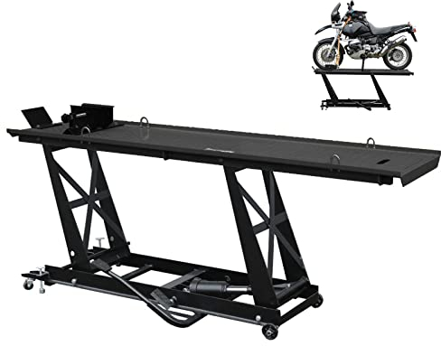 TRUTZHOLM Motorradhebebühne hydraulisch 450 kg Motorradrampe Hebebühne Heber Montagebühne für Motorrad Moped (Schwarz, XL-Breite 55 cm)