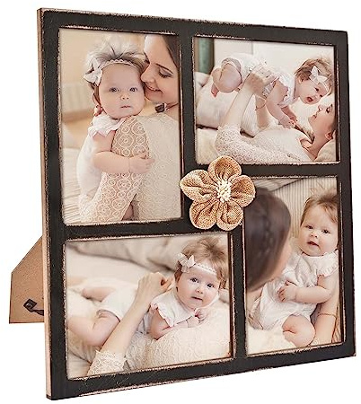 Donmills kollage bildram 15 x 18 cm 4 öppnande rustik bondgårdscollage fotoramar 10 x 15 cm med matta familjemultiram för väggdekor hängande eller bordsskärm svart