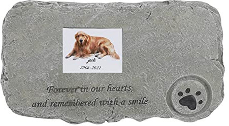 JIAHG Pierre Tombal Personnalisé pour Animal de Compagnie Pierre Commémorative en Résine pour Chien Plaque Commémorative pour Animal Domestique Stèle Funéraire 24 * 13 * 1.5CM