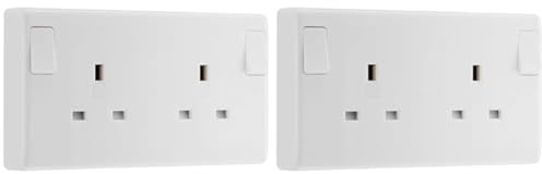BG Electrical 822CON-01 Double Switched Converter Power Socket, White Moulded, 13 Amp (Pack of 2)