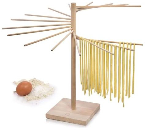 zklaseot Secadores de Pasta, De Madera Secador De Pasta, Plegable Pasta Fresca, Rejilla For Pasta For Secar, con 16 Brazos Extraíbles, Toda La Pasta