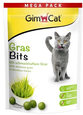 GimCat Gras Bits - Getreidefreier und vitaminreicher Katzensnack mit echtem Gras - 1 Beutel (1 x 425 g)