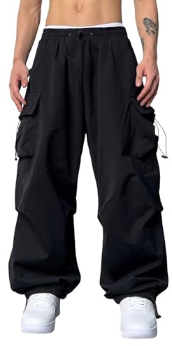 Pantalon Cargo Baggy Y2K pour Homme - Vintage, Adolescent, Garçon, Jambes Larges, Streetwear, Hip Hop, Décontracté, Taille Haute, Droit, Style Parachute