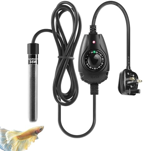 PYPABL Super Mini Aquarium Heater 15W 25W 35W, Nano Fish Tank Heater with External Controller, Adjustable Heater for 1-35L Small Fish Tank, Betta Heater for Fish Bowls (35W)