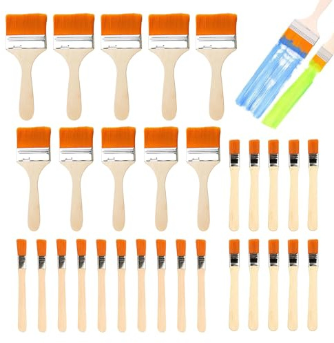 TICKLELY 30 Stück Pinselset - Premium Malerpinsel, Lackpinsel, Flachpinsel für Vielfältige Anwendungen, Inklusive Pinsel für Acrylfarbe, Holzlasur, Lack