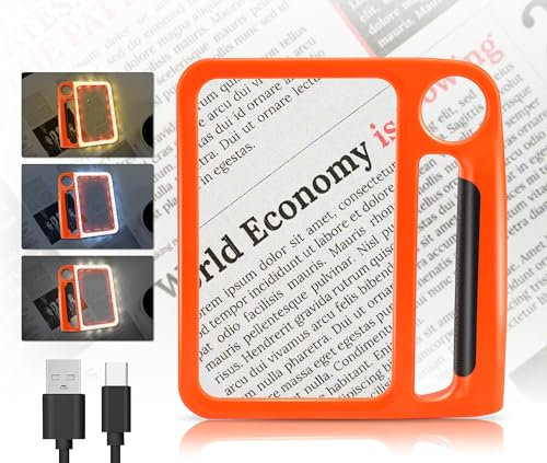 5 x Lente d'ingrandimento da lettura con luce, lente d'ingrandimento da lettura, lente d'ingrandimento a mano libera, lente d'ingrandimento a pagina intera, adatta per gli anziani, perfetta per la