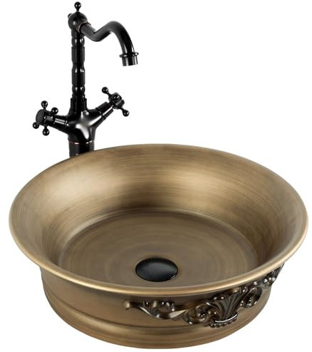 Rea Vasque à poser Lavabo de salle de bain 435 x 435 x 130 mm en céramique (cuivre brossé)