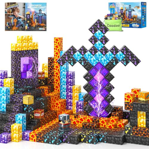 Coodoo Blocchi magnetici - Build Mine Magnet World Magic Sword Portal Set, giocattoli da costruzione piastrelle magnetiche