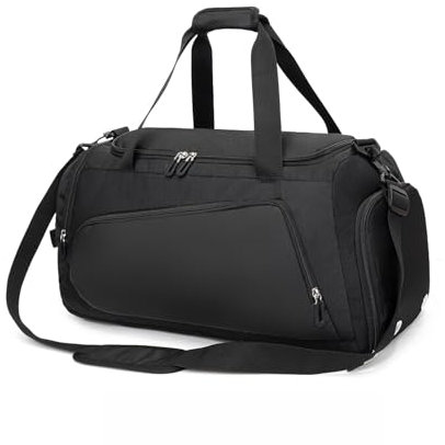 Waterproof Gym Bag Duffle Bag with Wet Pockets and Shoe Compartment,Durable Sports Holdall Bags Travel Bag for Women Man(Black,40L)