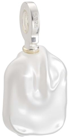 Beebeecraft Ciondolo con Perla d'Acqua Dolce Placcato in Rodio 925 Ciondolo in Argento Sterling A Forma di Goccia Bianca con Perla Naturale per La Creazione di Gioielli Collana Keshi in Stile Barocco