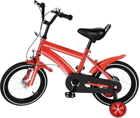 FENGLY Bicicleta de 14 pulgadas para niños de 3 a 7 años, actualizada con ruedas de apoyo, altura ajustable de 56 a 67 cm
